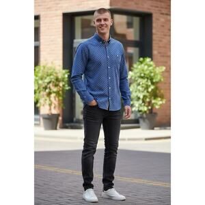 Ted Baker London Men's Blue + White Button Down Shirt Size Medium